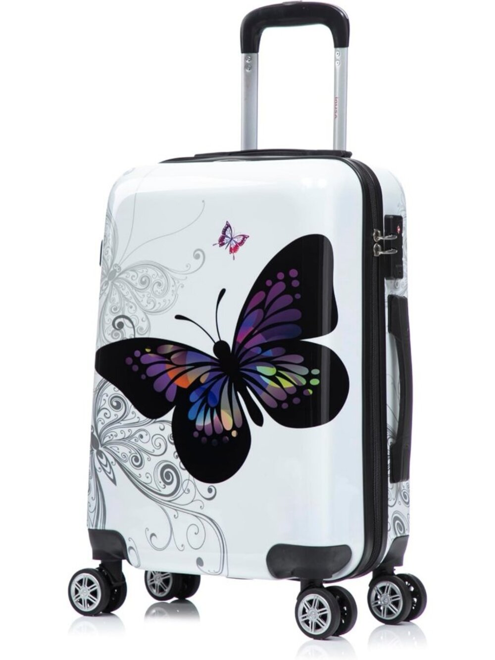 Butterfly Print 20-Inch Hardside Spinner Luggage - Stylish Travel Carry-On Bag